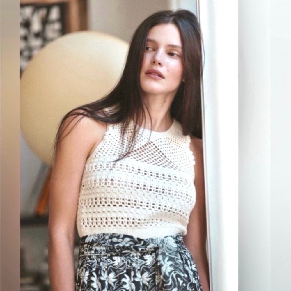 New Elegant Cream Crochet Women's Top